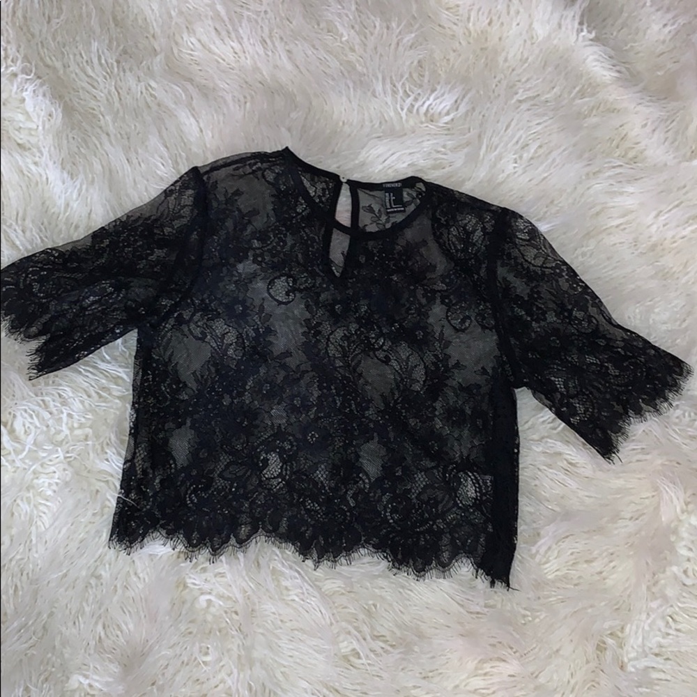 Black lace crop top